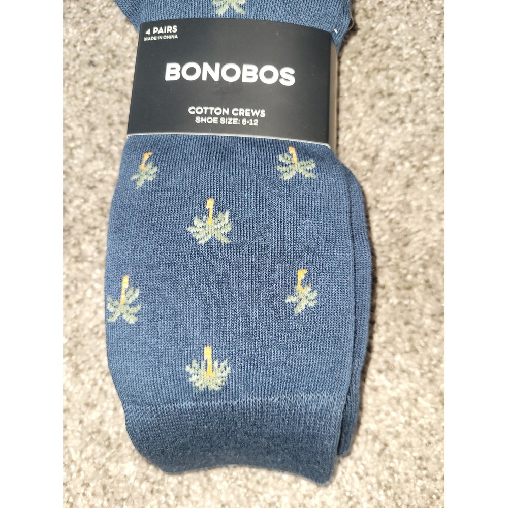 4-Pairs Bonobos Mens Size 6-12 Cotton Crew Blue SocksBusiness Casual Workwear - Picture 3 of 10